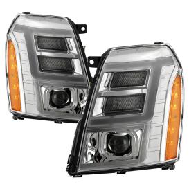 Spyder Driver and Passenger Side Chrome DRL LED Light Bar Projector Headlights