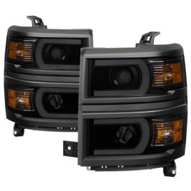 Spyder Black/Smoke Light Bar DRL Style Projector Headlights
