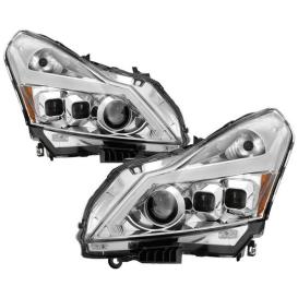 Spyder LED DRL Bar Chrome Projector Headlights With Sequential Turn Signals