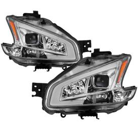 Spyder LED DRL Bar Chrome Projector Headlights