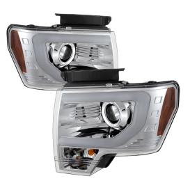 Spyder Chrome Light Tube DRL Projector Headlights