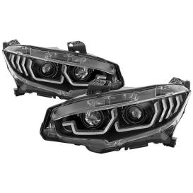 Spyder Black Projector Headlights With LED Sequential Turn Signal