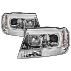 Spyder Version 2 LED DRL Bar Chrome Projector Headlights