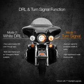   XKGLOW XK Glow 4.5In Chrome RGB LED Harley Running Light XKchrome Bluetooth App Controlled Kit