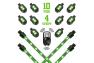 XKGLOW XK Glow Strips Single Color  LED Accent Light Motorcycle Kit Green - 10xPod + 4x8In - XKGLOW XK034002-G