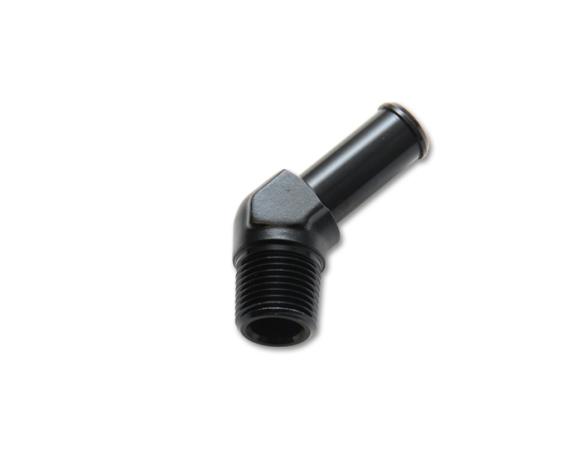 Vibrant Performance 1/4 NPT to 3/8in Barb Straight Fitting 45 Deg Adapter - Aluminum - Vibrant Performance 11221