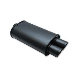 Vibrant Performance StreetPower FLAT BLACK Oval Muffler with Dual 3in Outlet - 3in inlet I.D.