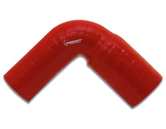 Vibrant Performance 4 Ply Reinforced Silicone 90 degree Transition Elbow - 3in I.D. x 4in I.D. (RED) - Vibrant Performance 2785R