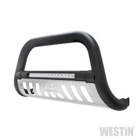 Westin 3" Ultimate Black LED Bull Bar with Brushed Skid Plate