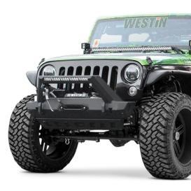 Westin WJ2 Stubby Front Winch HD Bumper with LED Light Bar